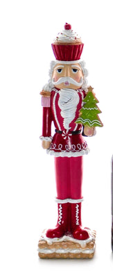 Nutcracker Holding Christmas Tree  with a Cupcake Hat