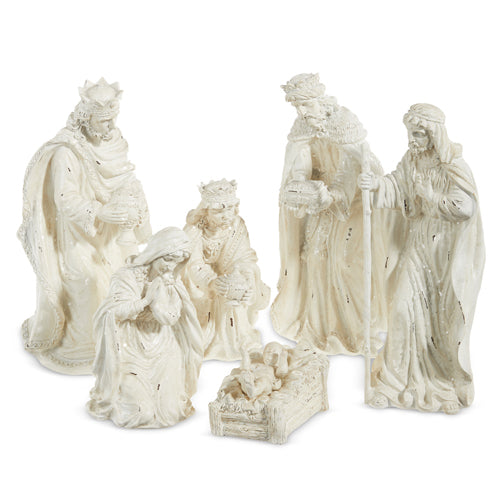 Antiqued White Marble 6 Piece Nativity Set The Christmas Wonderland Store
