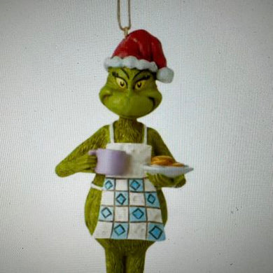 Jim Shore Heartwood Creek - Grinch wearing Apron Holding a Plate of Cookies