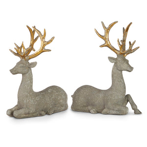 Set of 2 Grey with Gold detail Reindeer