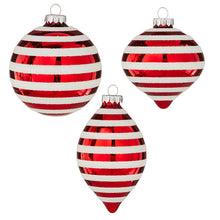 Load image into Gallery viewer, Red and White Stripped Finial Shape Hanging Baubles