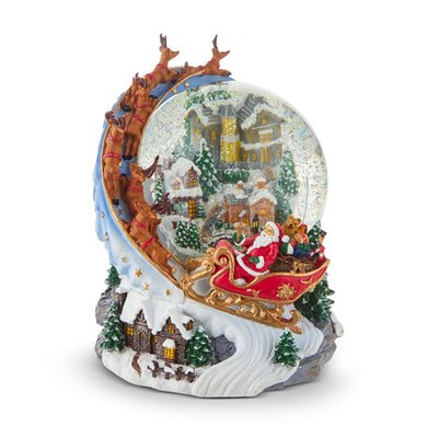 Santa Sleigh Swirling Glitter Water Globe (Lights Up)