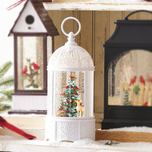 Christmas Tree with Red Cardinals Rounded Water Lantern