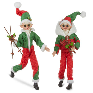 Skiing Posable Christmas Tree Elf With PADDLES