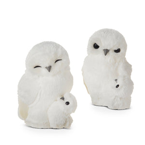 White Owl with Baby Ornament - Eyes Closed