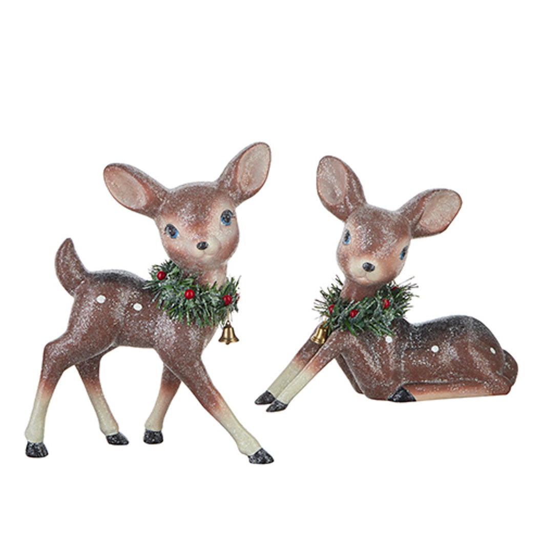 Vintage Style Reindeer with Wreath Necklaces - Set of 2