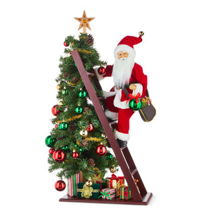 Santa Climbing up the Ladder to his  Christmas Tree