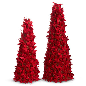 Set of 2 Red Poinsettia Christmas Trees