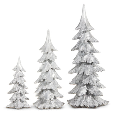 Set of Three - Silver Glitter Trees
