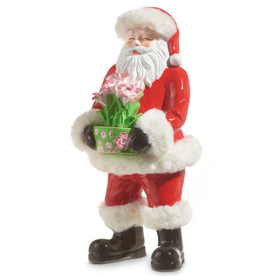 Vintage Santa holding a Pot of Amaryllis