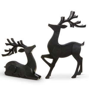 Set of Two Matte Black Reindeer