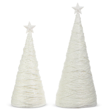 Set of Two - White Knitting Wool Tree Set