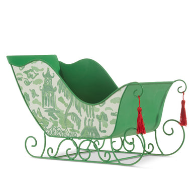 Green Chinoiserie Decorated Sleigh