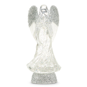 Silver Light Up Angel with Silver Swirling Glitter