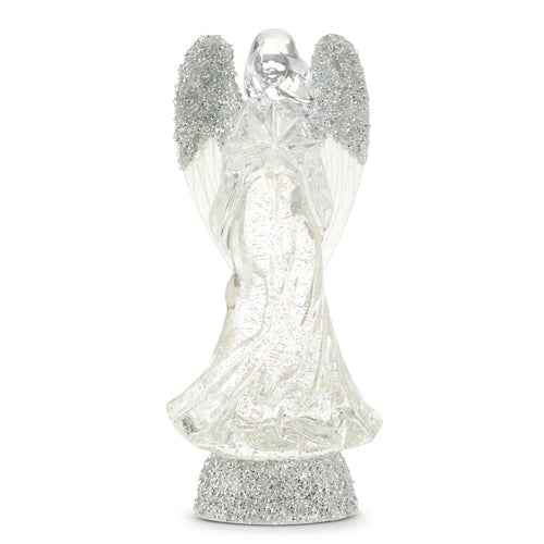 Silver Light Up Angel with Silver Swirling Glitter