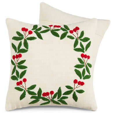 Holly Wreath Cushion