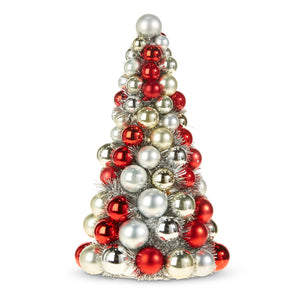 Red and Silver Vintage Bauble Tree - Small