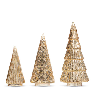 Gold Mercury Glass Trees - Set of Three