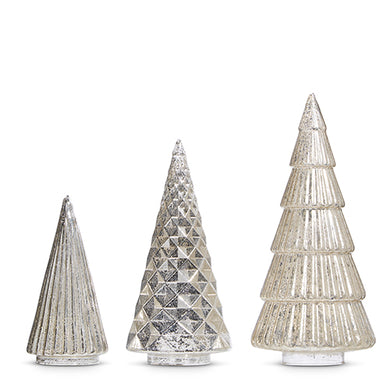 Silver Mercury Glass Trees - Set of Three