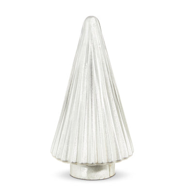 Silver Ribbed Glass Table Top Tree - Small