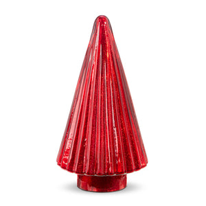 Red Ribbed Glass Table Top Tree - Small
