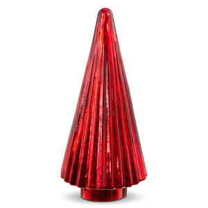 Red Ribbed Glass Table Top Tree - Large