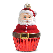 Load image into Gallery viewer, Santa Cupcake Hanging Glass Ornament