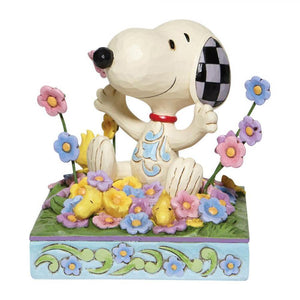 Jim Shore - Snoopy Jumping Over Flowers