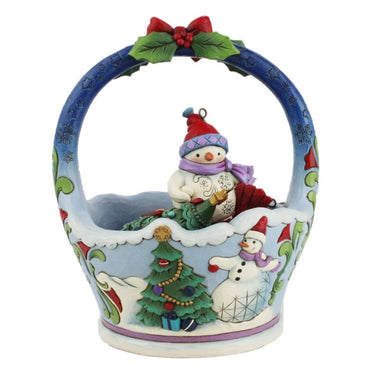 Jim Shore - Heartwood Creek - Christmas Basket with 4 Hanging Ornaments