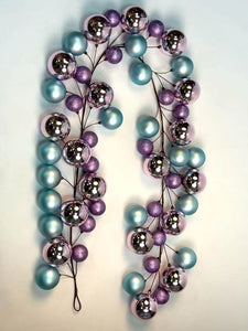 Teal Mauve Bauble Garland - 2m