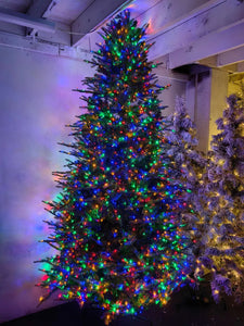 Pre Lit Multi Coloured Green Pine Tree - 9 Foot