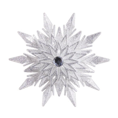 White Glittered Snowflake Hanging Ornament