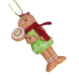 Hanging Gingerbread Girl Holding a Gingerbread Lollipop