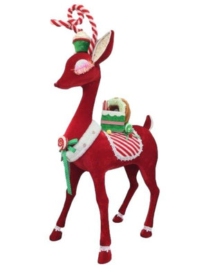 Candy Cane Red Reindeer - Display Piece