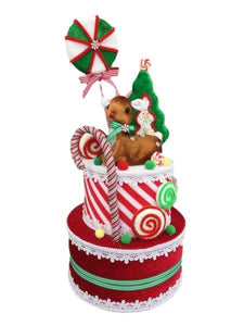 Two Tied Candy Cane Theme Cake - Tree Topper