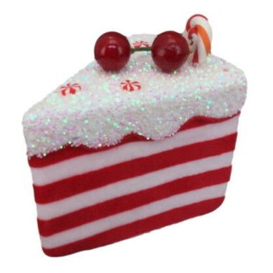 Raspberry Red and Vanilla White Candy Cane Cake Slice