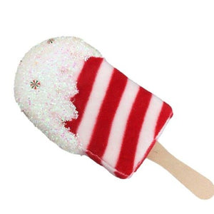 Candy Red and White Striped Ice Block on a Stick