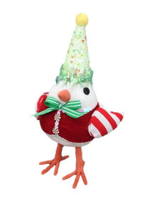 Candy Cane Party Bird with Mint Green Hat