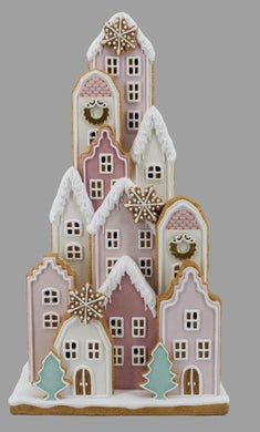Soft Paste Pinks Gingerbread Village LED House