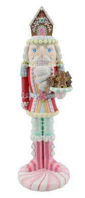 Candy Inspired Nutcracker Holding a Platter of Gingerbread Treats