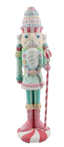 Candy Inspired Nutcracker Soldier Holding a Candy Cane