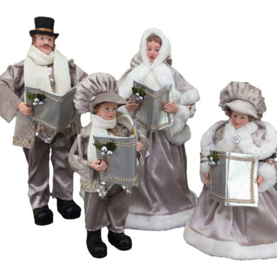 Set of 4 Champagne Silver, White  Carollers