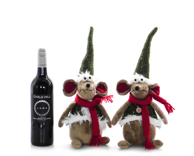 Nellie and Teddie the Sitting Plush Mice