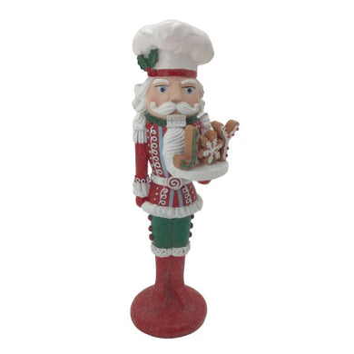Nutcracker Style Butler Holding Gingerbread JOY on tray
