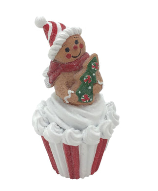 Strip Candy Cupcake  with Gingerbread holding a Gingerbread Tree