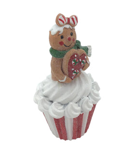 Strip Candy Cupcake  with Gingerbread holding a Gingerbread Heart