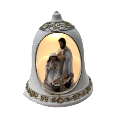 Nativity Scene set in a Ceramic Bell - LED