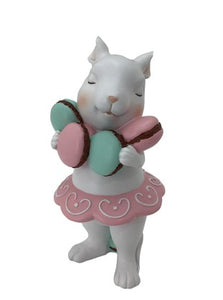 Standing Bunny Holding an arm full of Macaroons