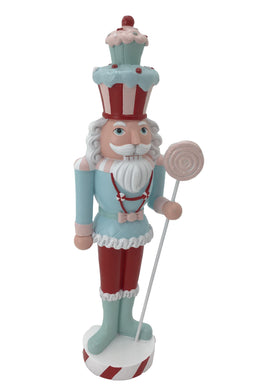Candy Inspired Nutcracker wearing a Candy Cupcake holding a Pink Lollipop