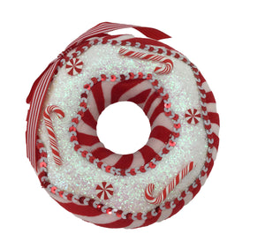 Red and White Candy Stipe Donut